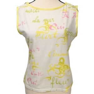 Escada Coastal Coquette White French Pastel Sleeveless Top - Sz 40/US